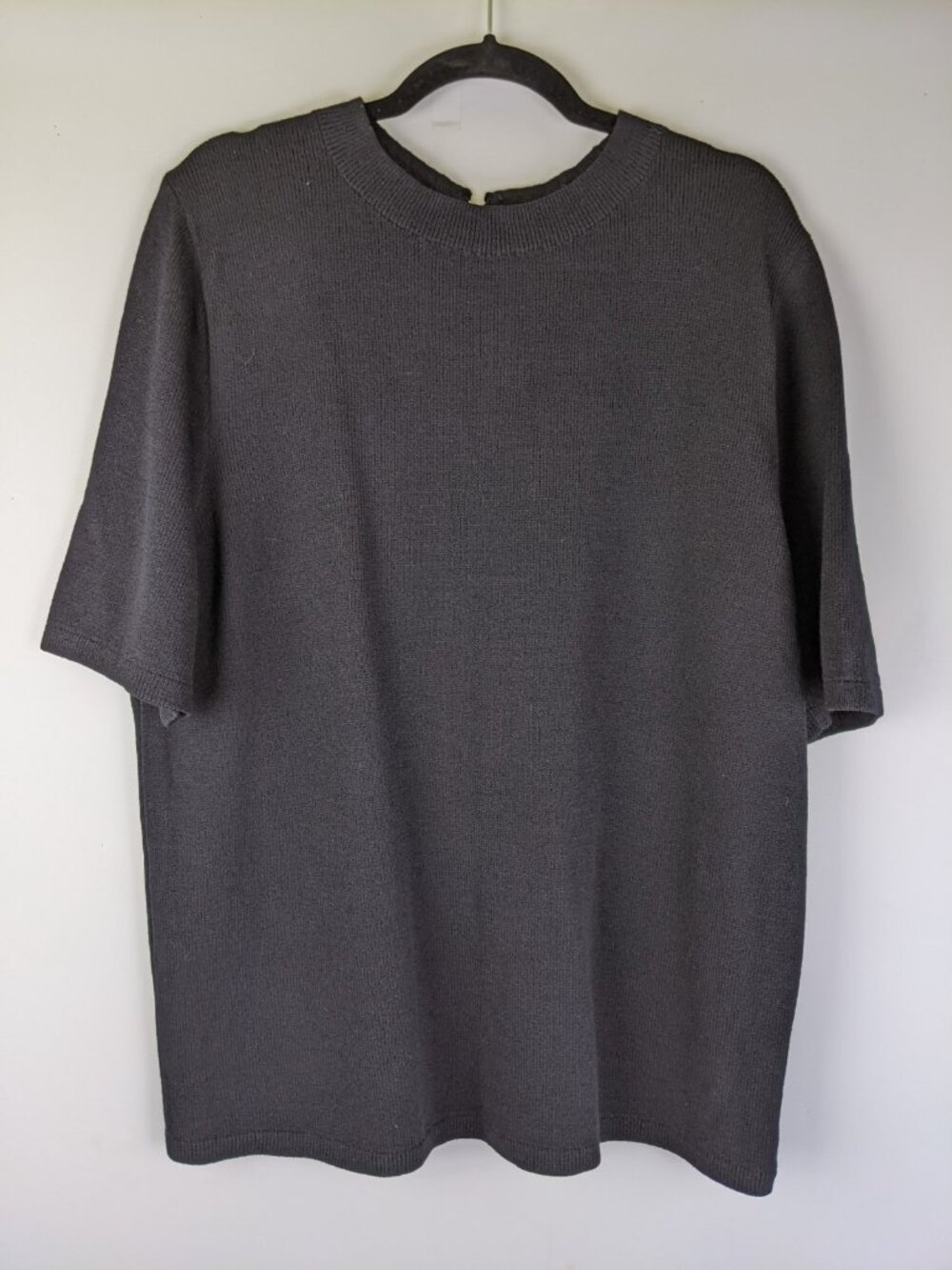 Kama St John Black Knit Wool Top Back Zip Sweater Womens Size 18
